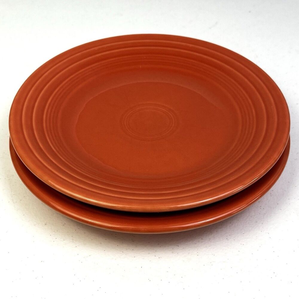 FiestaWare Classic Rim Salad Dessert Plate 10.25” Radioactive Red Set of 2